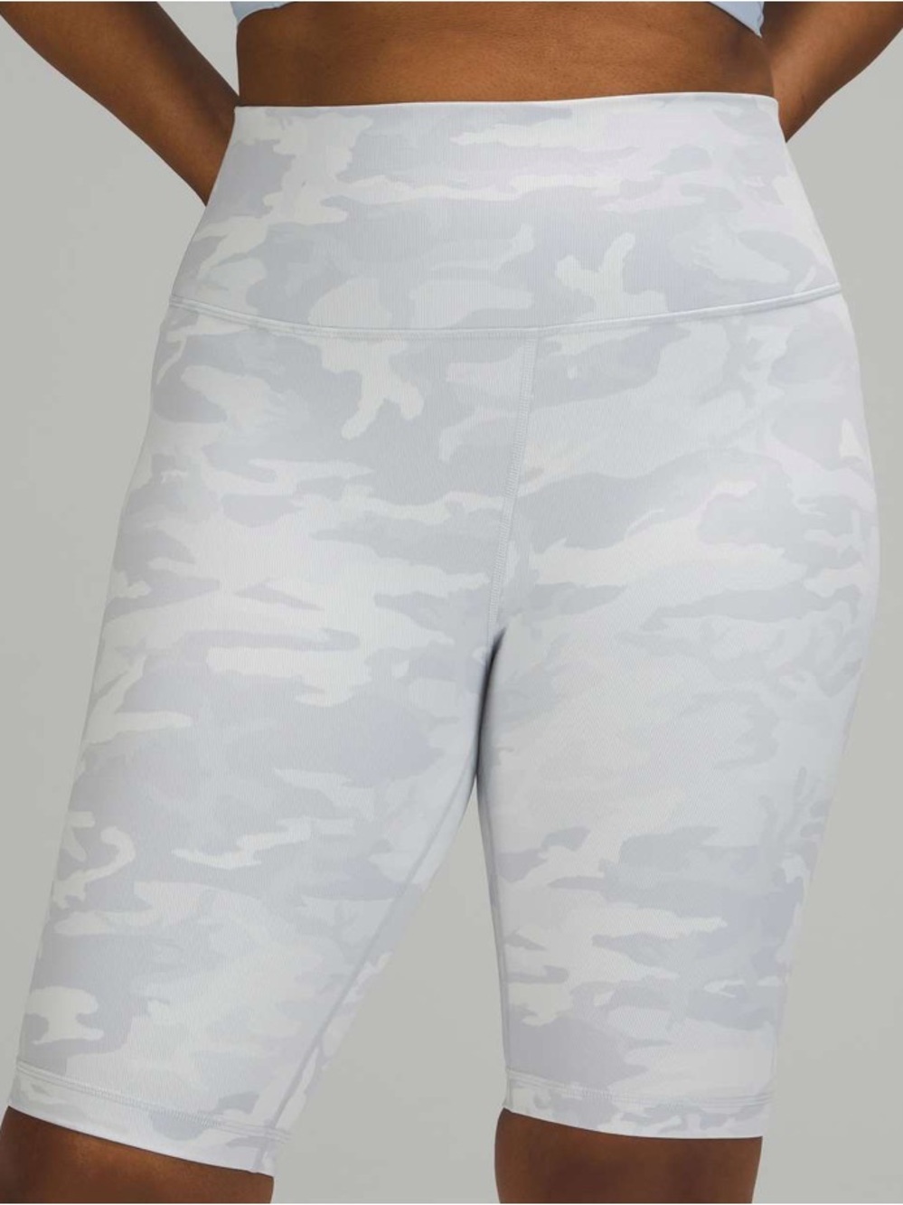 lululemon athletica White & Light Gray Camo High-Rise Bike Shorts